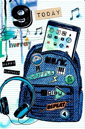 9th Today Music Design Boy Birthday Card