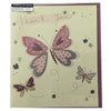 Thank You (Butterflies) Gold Foil Pink Gems Greetings Card