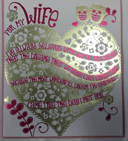 Golden Heart Wife Valentine's Day Card