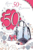 Open Female 50 Today! Purses Design Birthday Card