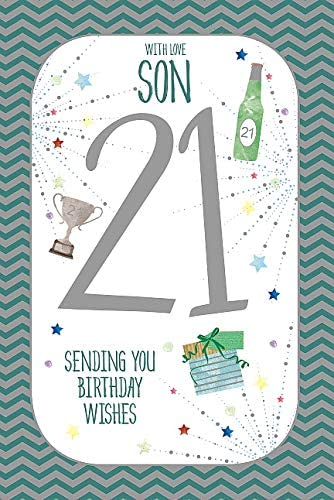 21st Today Sending Wishes Silver Foil Finished Son Birthday Card 