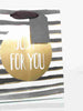 Medium Gift Bag Just for You black and Gold  With Tag