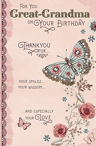 Great Grandma Beautiful Butterfly And Flowers Birthday Card