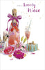 For A Lovely Niece Champagne Design Foil Finished Birthday Card