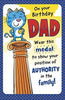 Dad Birthday Card Blue Cat On Podium