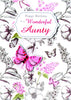 Floral & Butterflies Birthday Card For A Wonderful Aunty