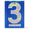 ‘Boy Age 3 Pastel Stripes’ Birthday Card
