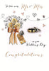 Mr & Mrs Wedding Congratulations Embellished Greeting Card Joie De Vivre Cards