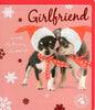 Girlfriend Cute Puppies Wearing Santa's Hat Design Christmas Card