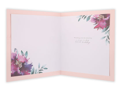 60th Birthday Card Pastel Florals