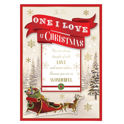 To The One I Love Reindeer Sleigh Design Christmas Card