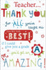 Thank You Teacher Greeting Card A Grade You're The Best