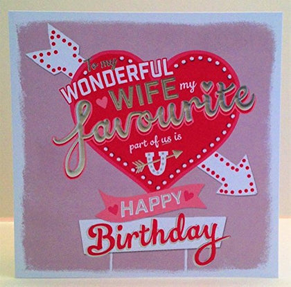 Hotchpotch Love Heart Wonderful Wife Birthday Card