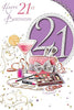 Open Female 21 Today! Medium Sized Style Birthday Card