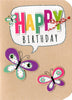 Happy Birthday Butterflies Embellished Greeting Card Hand-Finished Sugar Cube Cards