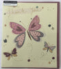 Thank You (Butterflies) Gold Foil Pink Gems Greetings Card