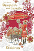 To a Special Daughter and Family Flower Cart Design Christmas Card