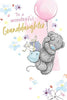 Granddaughter Birthday Card with Bear Floating On Balloon