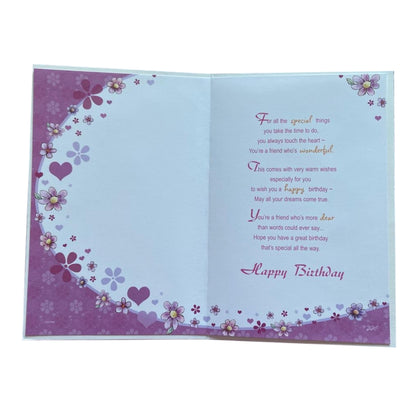 Cute Teddy with Roses Friend Birthday Card