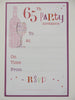 65th Birthday Party Invitations Female Women Pink Champagne Wine Bottle Design Pack of 20 invites Sheets & envelopes